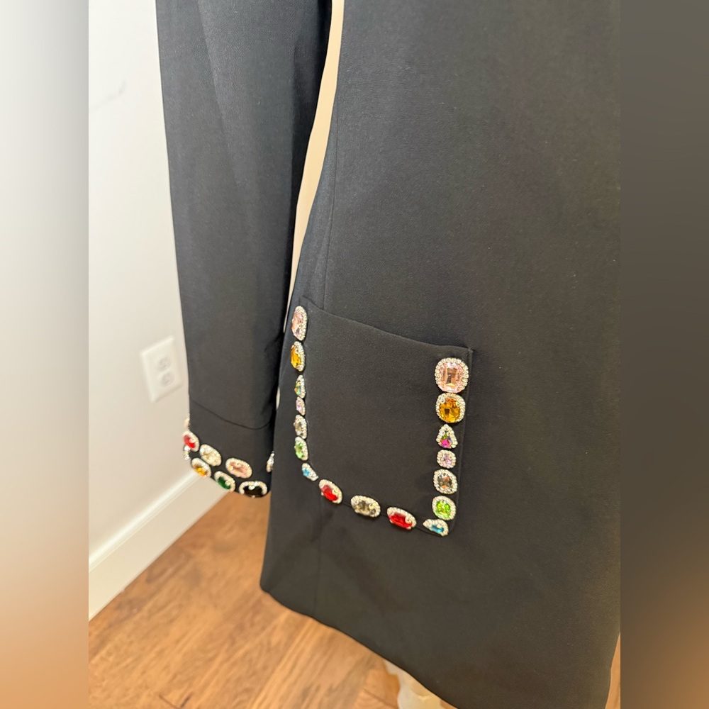Black Embellished Pocket Shift Dress - Picture 10 of 14